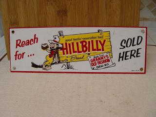 Vintage Reach For Hillbilly Bread Here Metal Advertising Sign