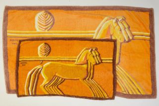 Set Of 2 Vintage Hermes Of Paris Beach Towels: Orange & Brown 3 Horses 38 " & 57 "