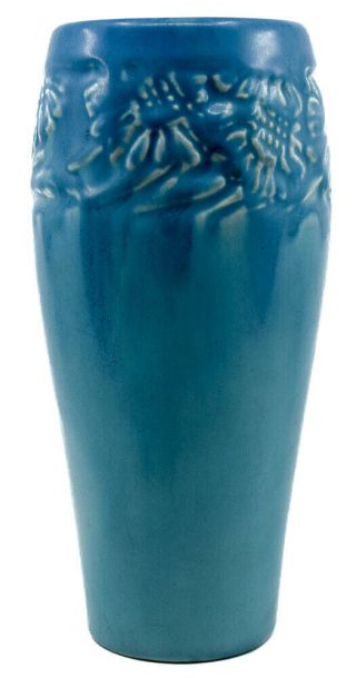 Rookwood Pottery 1921 Matte Blue Sunflower Vase 2217 Antique Arts And Crafts