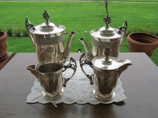 Victorian Aesthetic Silverplate Tea / Coffee Set Silver Plated York Silver