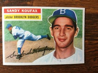 1956 Topps Sandy Koufax Baseball Card No Creases - Really - Vintage
