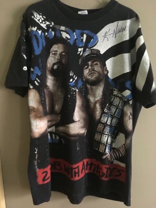 Vintage Wwf 2 Dudes With Attitudes T Shirt (signed By Kevin Nash) Size Xl 1996