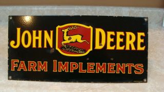 VINTAGE 1950 ' S JOHN DEERE FARM IMPLEMENT PORCELAIN ENAMEL DEALER SIGN 7