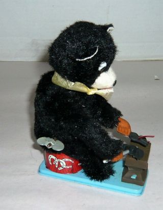Vintage Japan Black Smith Teddy Bear Windup Toy