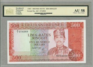 Brunei 500 Ringgit 1987 A.  Unc Rare Singapore,  Malaya