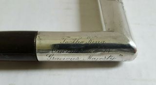 Antique Silver Handle Cane Walking Stick with Inscription 5