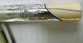 Antique Silver Handle Cane Walking Stick with Inscription 8