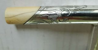 Antique Silver Handle Cane Walking Stick with Inscription 9