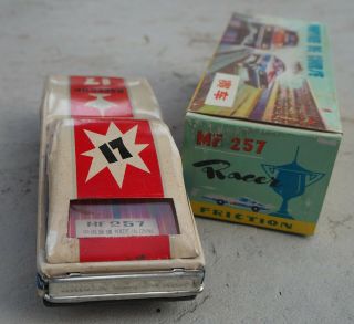 Vintage China Litho Friction TIN TOY RACING CAR 17 MOD.  MF 257 w/Box 4