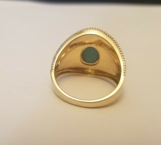 Estate Vintage 14k Yellow & White Gold Blue Turquoise Florentine Style Ring Sz 8 5