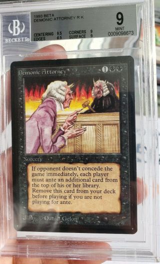 Vintage Magic | MTG BGS 9 Beta Demonic Attorney,  w/9.  5 SUBs, 3