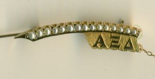 Vintage Alpha Xi Delta Sorority Fraternity Gold Pearl Pin - Missouri - Wow