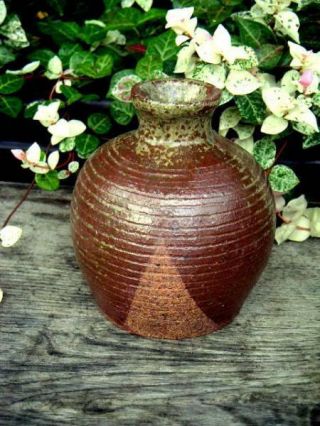 Japanese Antique Shigaraki Banana Vase Flat Flat Bud Vase From Japan Ems F/s