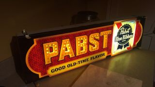 Pabst Blue Ribbon Beer Vintage Electric Sign Raised Lettering Breweriana Barware
