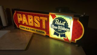 Pabst Blue Ribbon Beer Vintage Electric Sign Raised Lettering Breweriana Barware 2
