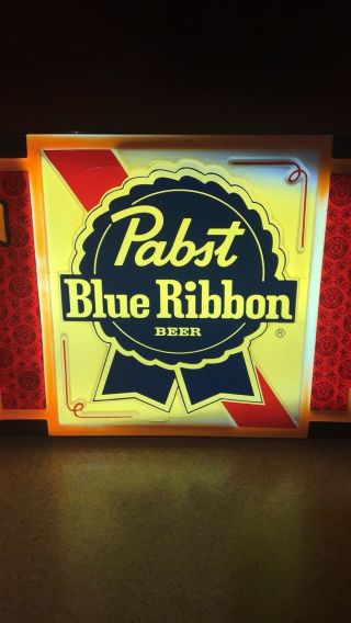 Pabst Blue Ribbon Beer Vintage Electric Sign Raised Lettering Breweriana Barware 4