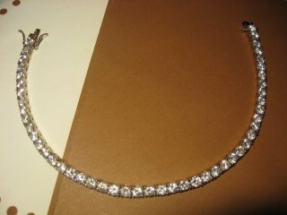 Vtg 3.  15 Ct Round Cut Tennis Bracelet 9 " Sterling Silver Gold 925 Mens Womens