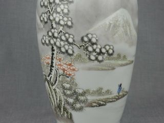 CHINESE VASE - DECORATED WITH WINTER SCENE & POEM - CIRCA 1970 - SEAL MARK 5