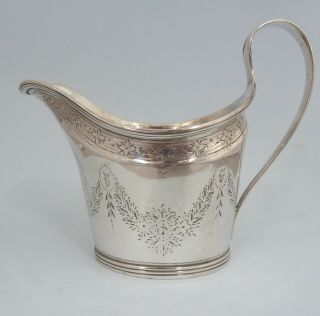 George Iii Solid Silver Engraved Cream Jug,  London 1793 C119g