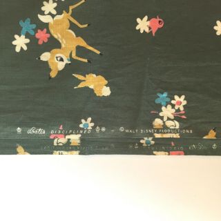 Vintage 1950s Novelty Print Disneyland Fabric 5.  5 Yards Rare Disney Bambi Fabric 10
