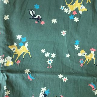 Vintage 1950s Novelty Print Disneyland Fabric 5.  5 Yards Rare Disney Bambi Fabric 6