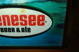 1950 ' s vintage Genesee Beer & Ale lighted Shadow Box sign Fishing lure w/ Bass 5
