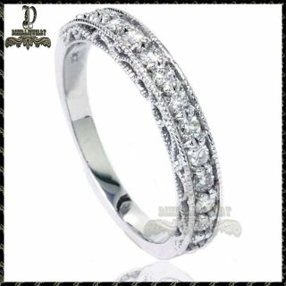0.  50ct Round - Cut D/vvs1 Diamond Vintage Engagement Ring Band 10k Real White Gold