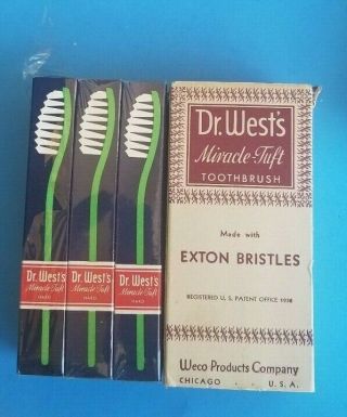 Vintage Dr.  West ' s miracle tuft toothbrush clear case 1940s - 1950s WWII WW2 NOS 4