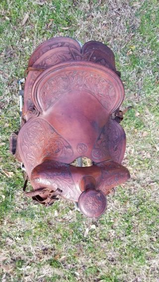 Western Vintage Saddle JC Higgins brown leather 16 