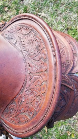 Western Vintage Saddle JC Higgins brown leather 16 