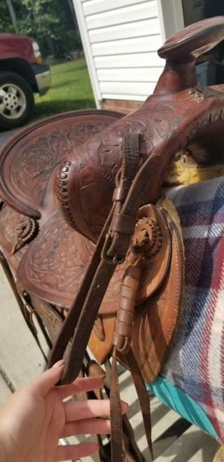 Western Vintage Saddle JC Higgins brown leather 16 