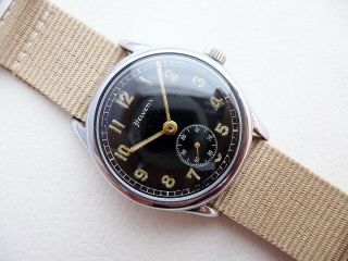 FANTASTIC RARE BLACK HELVETIA GERMAN DH MILITARY VINTAGE WW2 WATCH FROM 1940 ' S 2