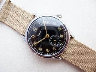 FANTASTIC RARE BLACK HELVETIA GERMAN DH MILITARY VINTAGE WW2 WATCH FROM 1940 ' S 3