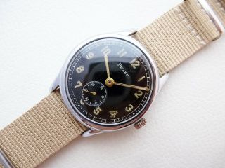 FANTASTIC RARE BLACK HELVETIA GERMAN DH MILITARY VINTAGE WW2 WATCH FROM 1940 ' S 5