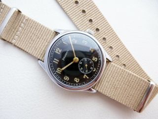 FANTASTIC RARE BLACK HELVETIA GERMAN DH MILITARY VINTAGE WW2 WATCH FROM 1940 ' S 8