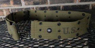 Litely Wwii Us Army Khaki Web Pistol Belt By " K.  I.  Co. ,  " Dated 1942