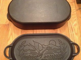 Vintage Lodge Cast Iron 3060 Sportmans Fish Fryer W/ Lid - Jumbo