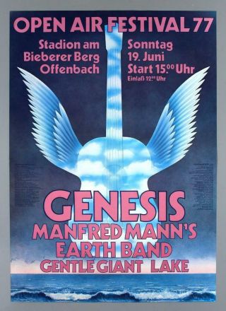 Genesis,  Gentle Giant - Mega Rare Vintage 1977 Concert Poster