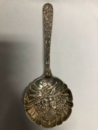 Kirk Repousse Sterling Silver Large Berry Serving Spoon 9 1/4 " No Mono