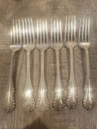 6 Ornate Antique Sterling Silver Forks 292.  8 Grams.  Chas Casper 1892 Not Scrap