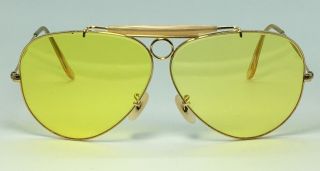 Vintage B&l Ray Ban Shooter Gold Kalichrome 62mm Aviator Subglasses Bausch Lomb