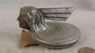 Antique 1928 Pontiac Silvered Indian Radiator Cap Hood Ornament