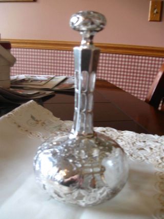 Sterling Silver Decanter With Overlay In Sterling Old