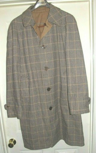 Vintage Invertere Ivy Style Reversible Raincoat Size 40r Made In England