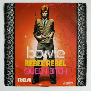 David Bowie Signed Single Rebel Rebel 1974 Rare Memorabilia Autograph