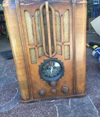 Zenith Wood Case Tombstone Tube Radio 5 - S - 29 1936 Antique Vintage