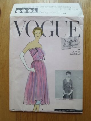 Vogue Paris 1366 Lanvin Castillo Vintage 50s 1950s Vintage Pattern B 34