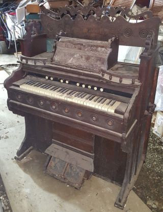 Antique Weaver & Piano Co Wooden Pump Organ Viola Echo Dulcet Stops