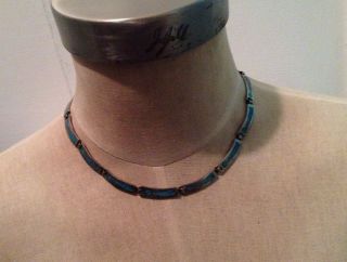 Vtg Turquoise Taxco Mexican Sterling Silver Set Necklace Earrings Signed Miguel 7