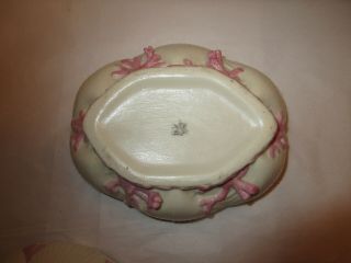 Antique 1800s Belleek TRIDACNA Shell Pink Coral Covered Bowl - First Black Mark 9